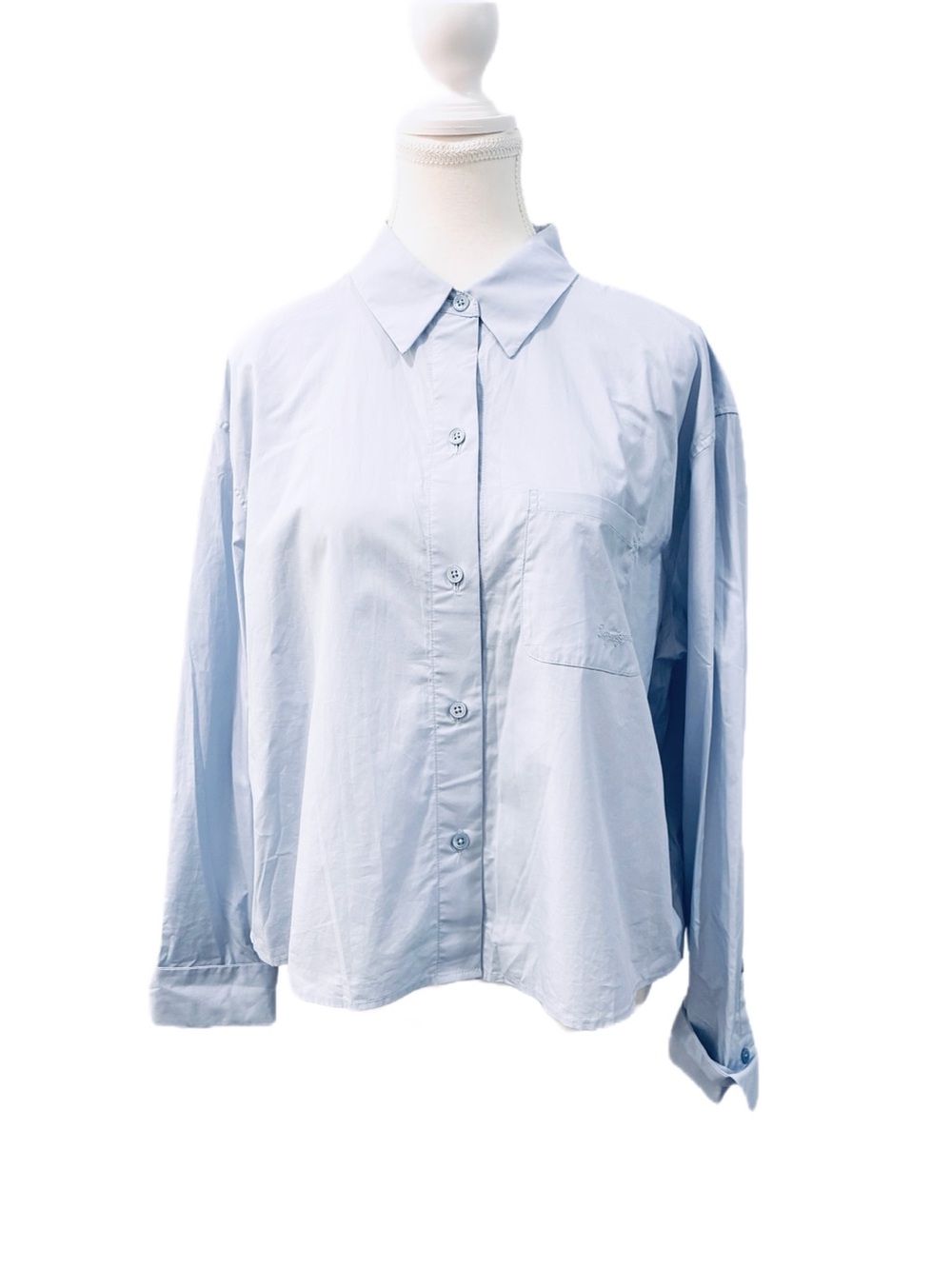 Equipment Femme NWOT Boxy Cotton Button Down in Blue Size Large - Picture 2 of 5